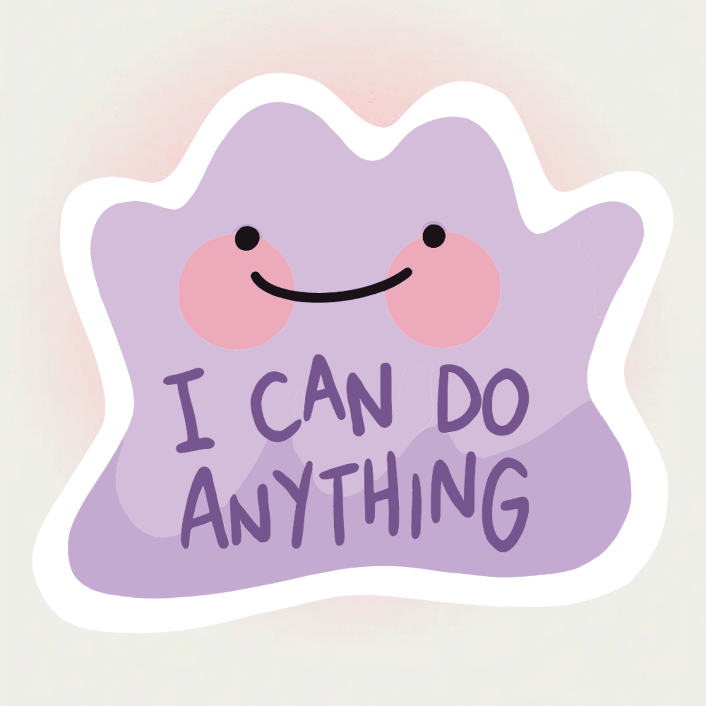 1/2/5pcs "I CAN DO ANYTHING" Cute Purple Blob Sticker, A Powerful Self-Affirmation Slogan To Cheer Yourself Up And Boost Confidence.Suitable For Laptops, Water Bottles, Notebooks, Cups