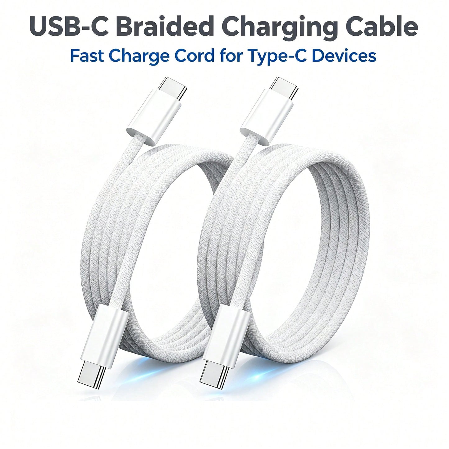 1/2pcs Braided Anti-Yellowing Dirt-Resistant Anti-Folding Wear-Resistant Material Flexible Easy Storage Anti-Tangle Minimalist All-Purpose Type-C Universal Fast Charging Data Cable Compatible With App