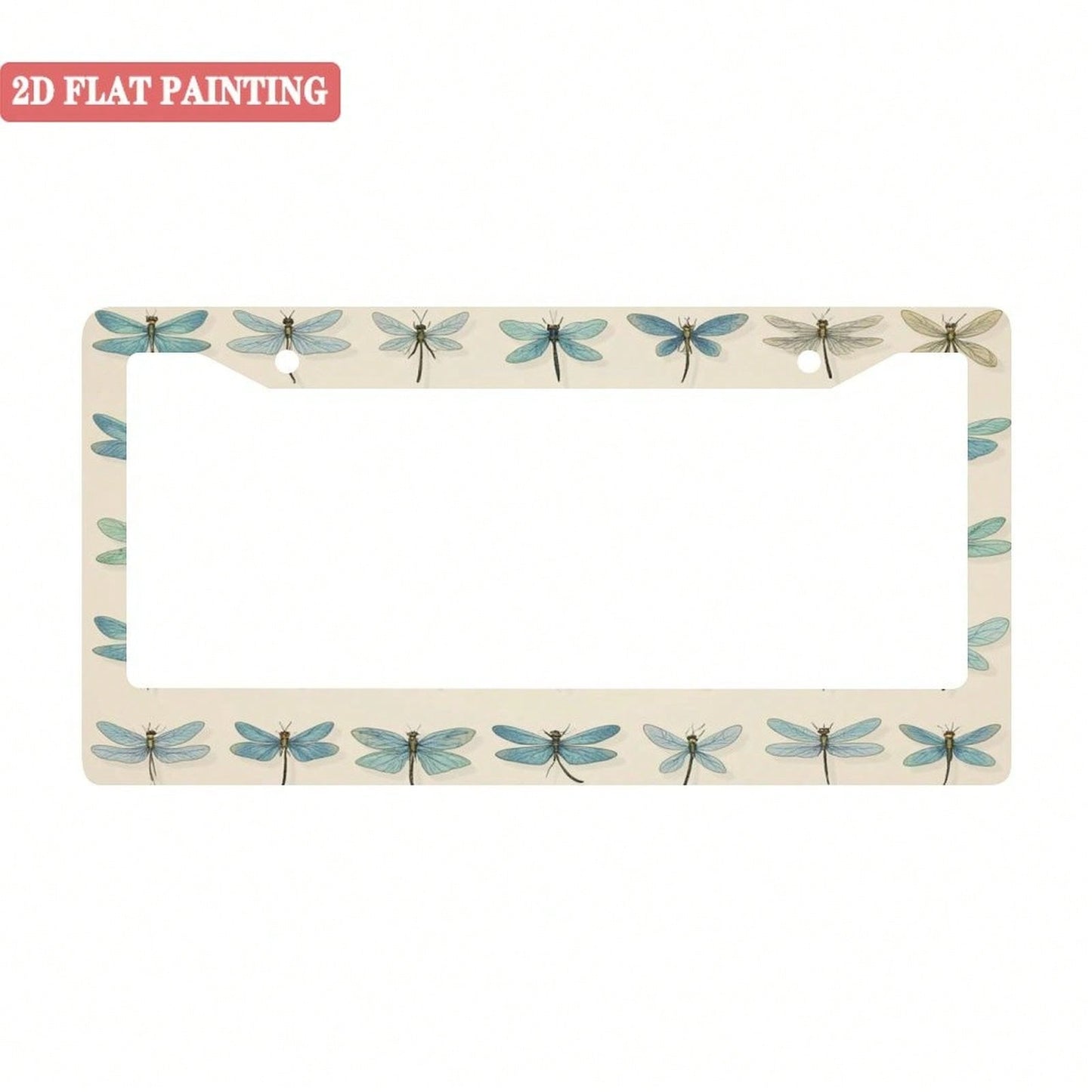 1 Dragonfly Design License Plate Frame, Unique Car License Plate Holder, Fun Front License Plate Accessory, Universal 2-Hole Screw Mounting Accessory, Size 12x6inch