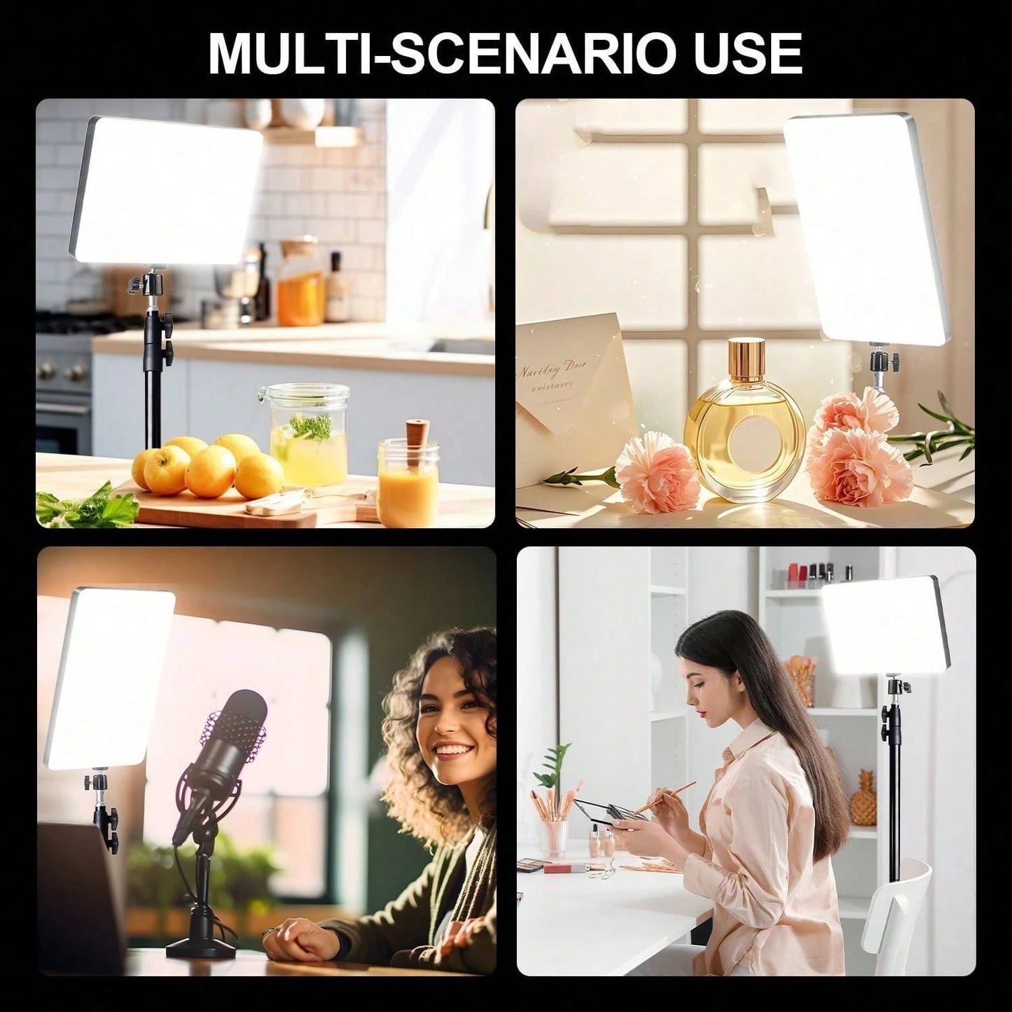 10 Inch LED Square Light With Adjustable Tripod (42cm Extension Rod Extends To 160cm), Two-Piece Design, Cool Black Tripod, 3 Color Modes, Multifunctional Fill Light For Selfies/Makeup/Live Streaming