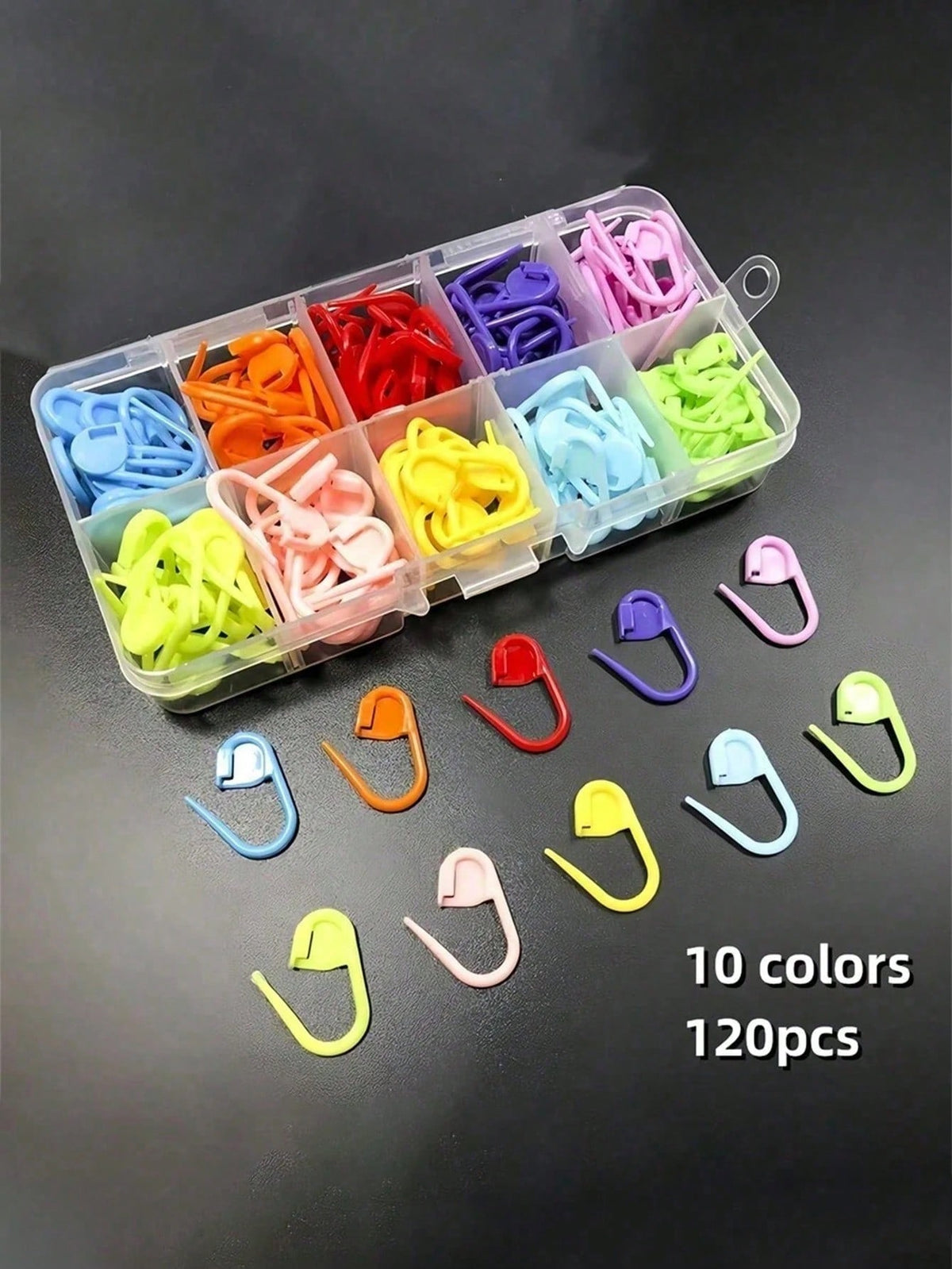 120pcs/Box Crochet Hook Marker Clips With Storage Box, Suitable For Knitting, Crochet And Handmade Craft Sewing Tools (10 Colors Randomly Shipped)