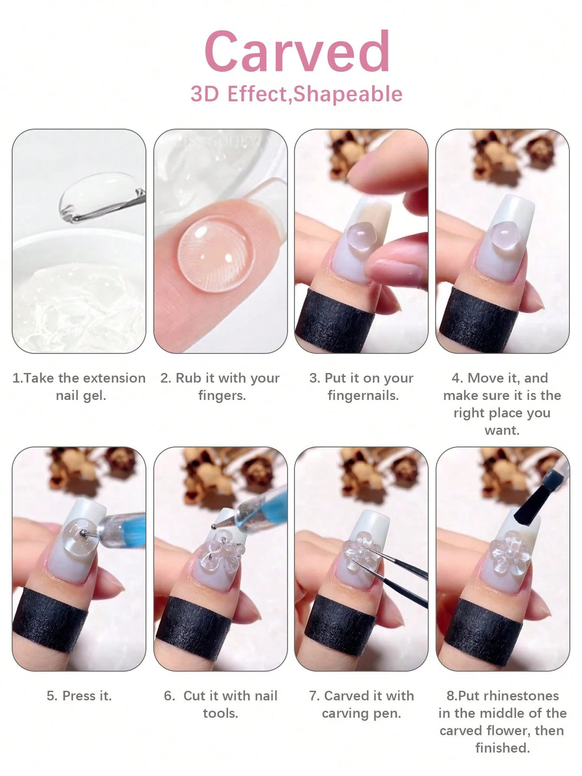 15g 1Pc Solid Builder Gel For Nails, Extension Hard Nail Gel, Non-Sticky Hand Nail Sculpture Gel, Acrylic Extend Nail Gel For Nail Art Rhinestone Crystals Flower Nail Salon At Home