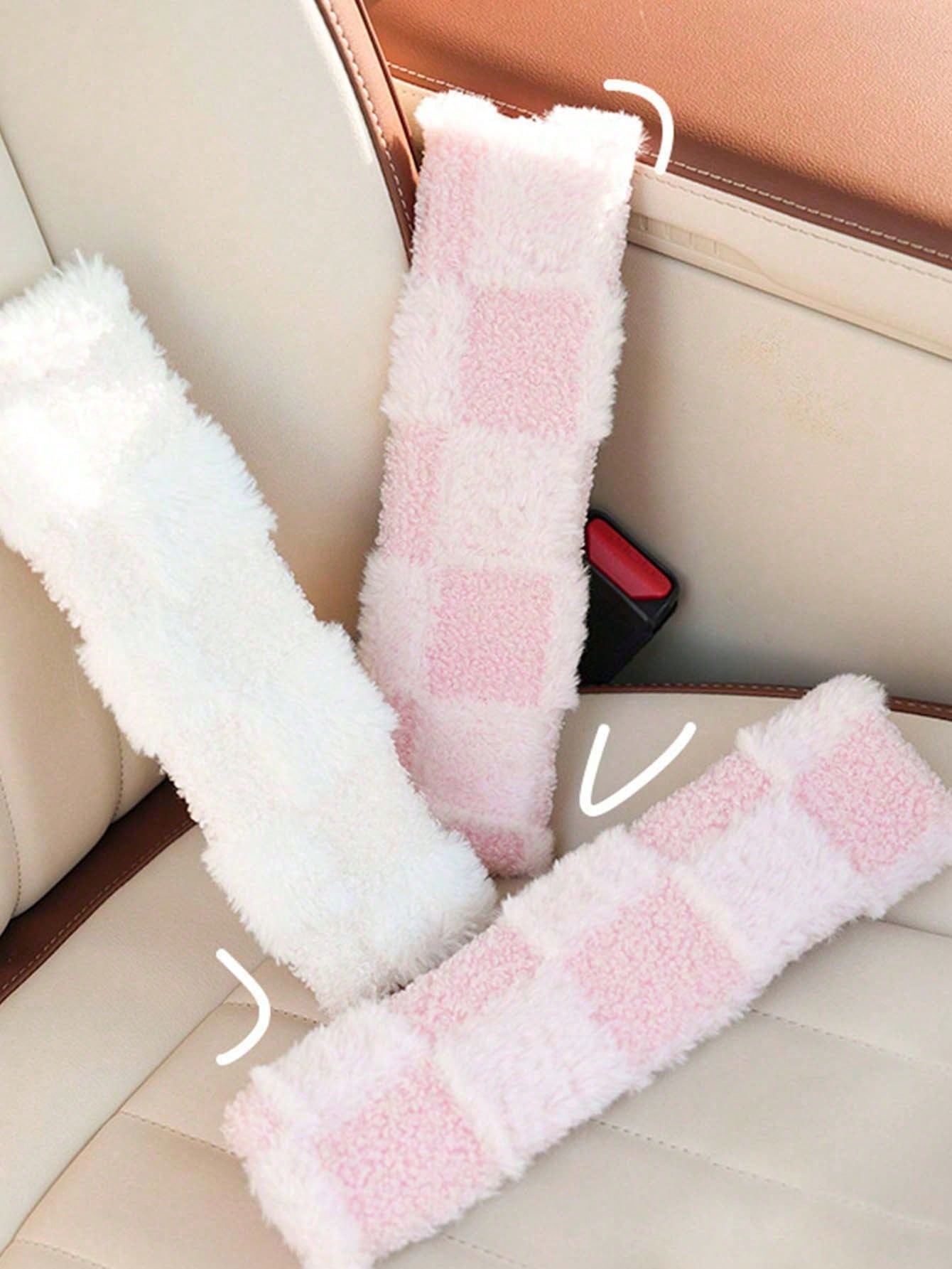 1pc/2pcs Plush Comfortable Car Seat Belt Shoulder Cover Auto Belt Protection Pads, Suitable For All Seasons, Women
