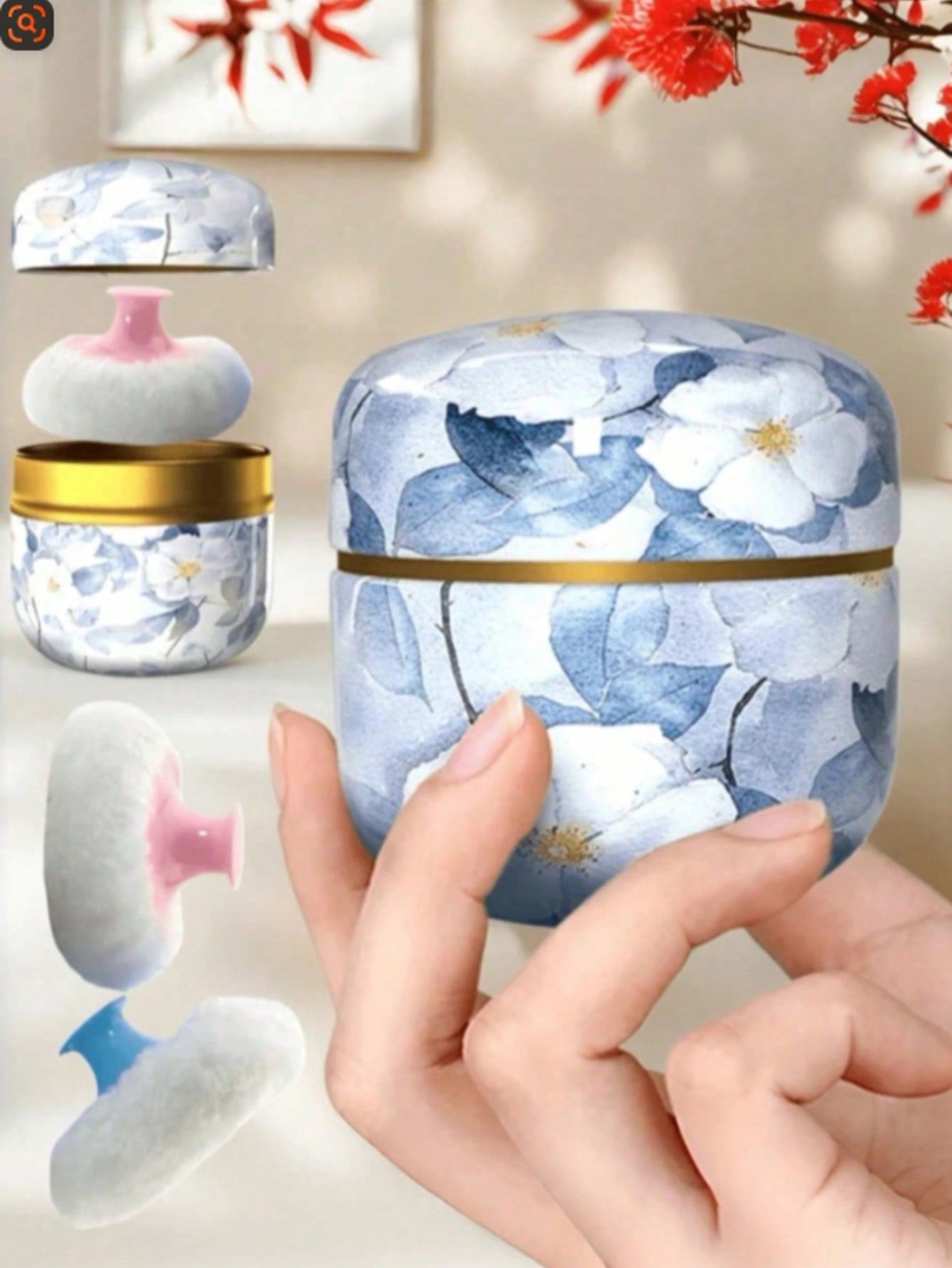 1pc 80g Powder Puff Compact (Powder Not Included), Suitable For Storing Loose Powder, Talcum …Powder, Etc. Puff And Compact Suitable For Bathing And Travel Use, Ideal As Christmas Gift, Holiday Gift