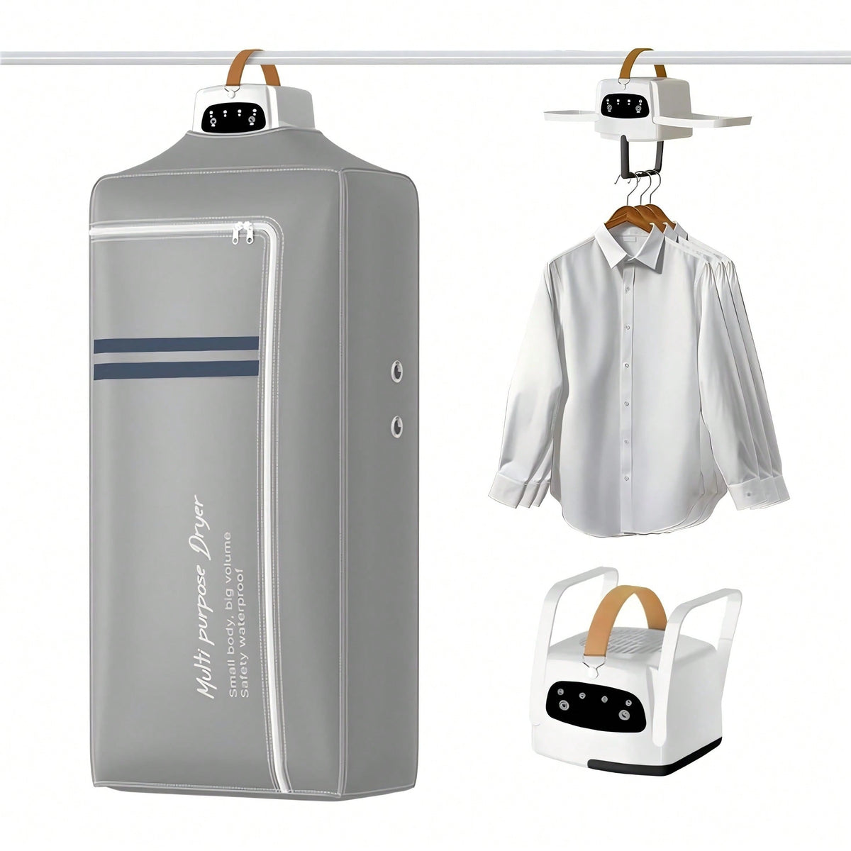1pc Foldable Electric Clothes Drying Rack Smart Dryer Portable Travel Warm Air Dryer With Timer Function