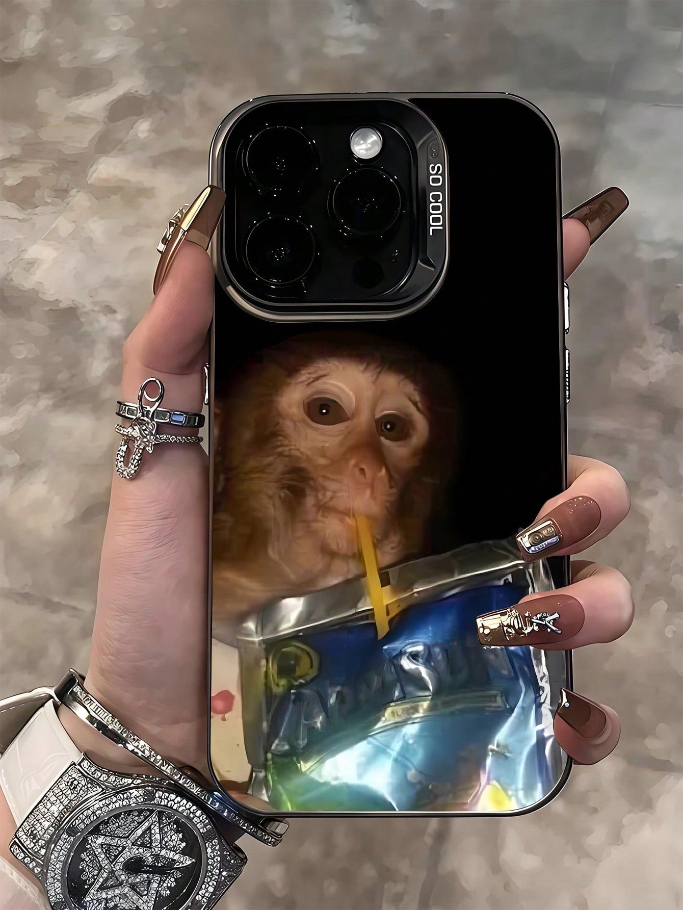 1pc Funny Monkey Design TPU Soft Edge Phone Protective Case Compatible With IPhone13/15/14/13/12/11/16/Compatible With Galaxy/Compatible With Redmi/Compatible With OPPO/Compatible With VIVO/Compatible