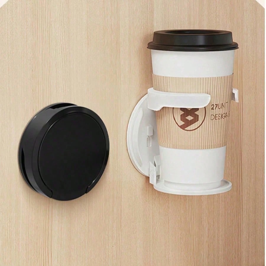 1pc Wall-Mounted Folding Cup Holder, Water Bottle Coffee Beverage Storage Rack, No-Drill Car Cup Holder, Suitable For Kitchen, Bedroom And Office