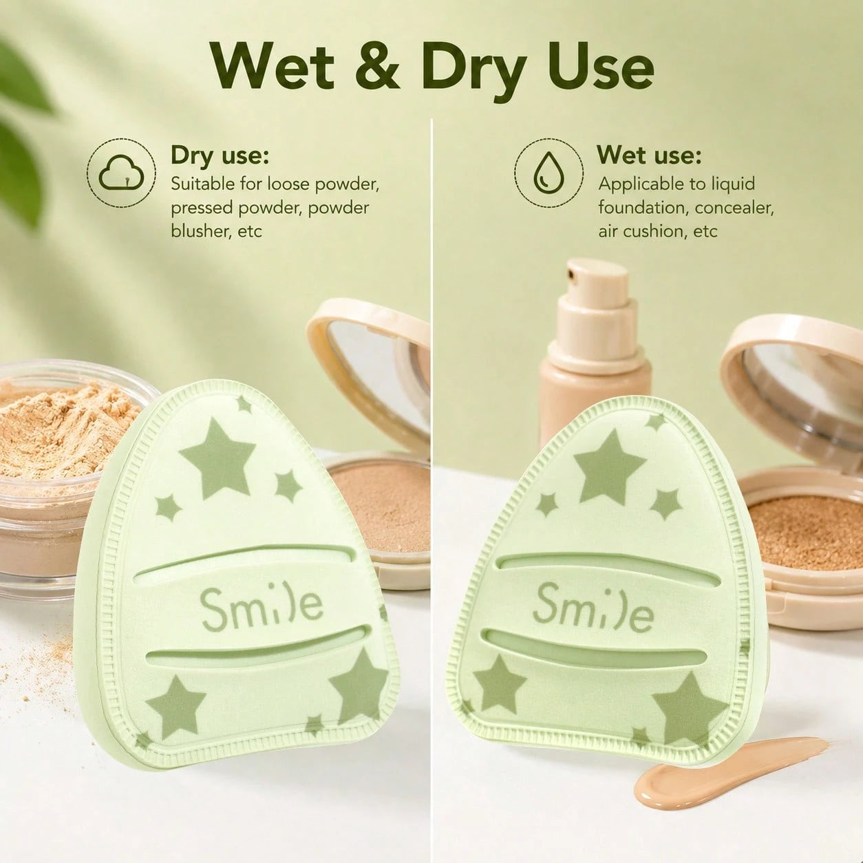 2pcs Large Matcha Green Cotton Candy Powder Puff With Box, Soft And Fluffy Non-Absorbent Non-Foundation-Eating Powder Puff, Daily Makeup, Face Painting, Cosmetics, Suitable For Women, Perfect As Birth
