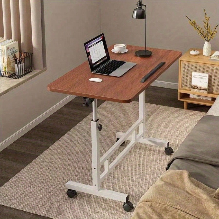 3 Colors, Adjustable Height, 360° Swivel Folding Desk On Wheels With Sturdy Frame, Suitable For Home Office Space, Dorm Room, Study, Small Apartment