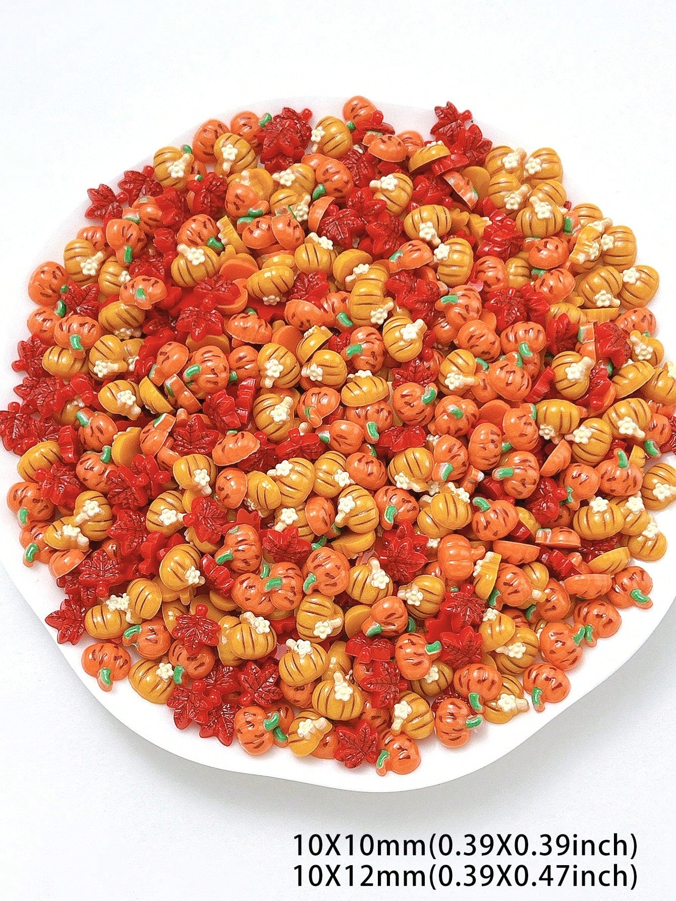 30Pcs Random Mixed ABS Fall Thanksgiving Halloween Pumpkin Maple Leaf Resin Charms, Mini 3D Cute Cartoon Flat Diamond For Nail Art, DIY Crafts, Jewelry Making, Scrapbooking & Holiday Decor