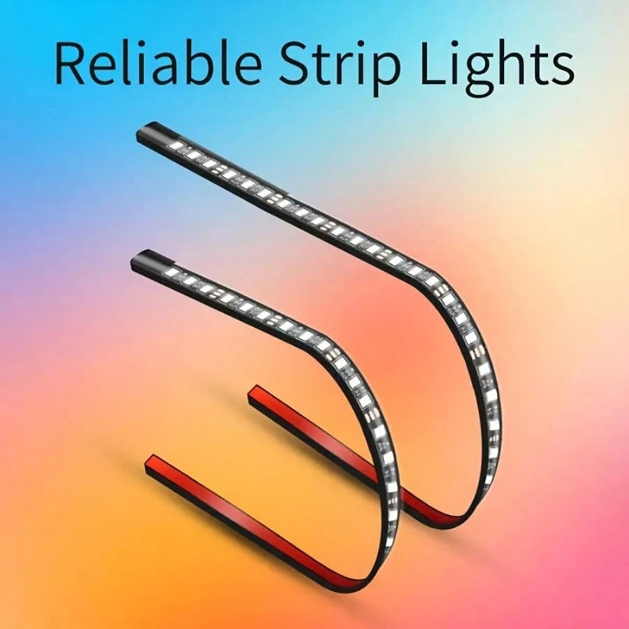 4-Piece Car Neon Light, Multi-Color R GB-I C D I Y, Sound Activation, Music Mode, App And Remote Control, Smart LED Light, High-Brightness Car Neon Light Kit, No Batteries Required