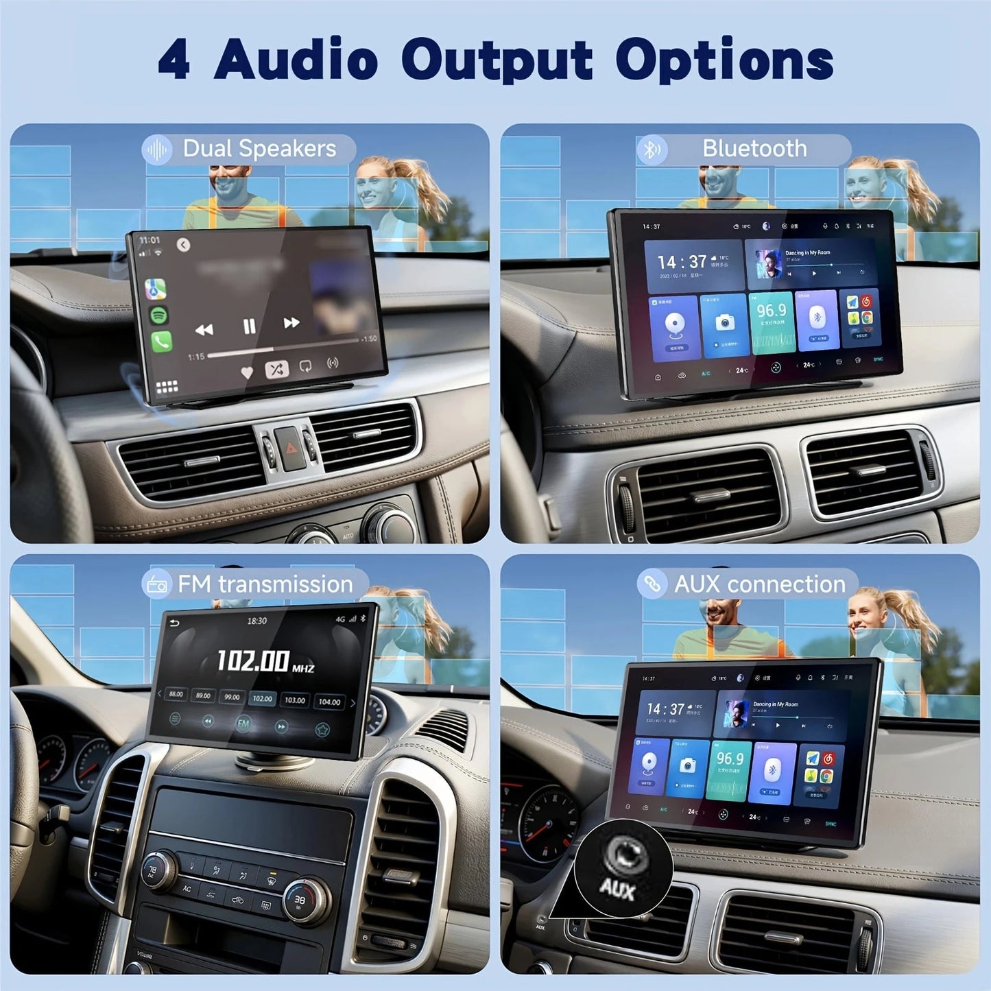 9-Inch Portable CarPlay Screen For Car- Built-In Backup Camera, GPS Navigation, Siri Voice Assistant, FM Radio, AUX & Mirror Link- Supports Apple CarPlay & Android Auto