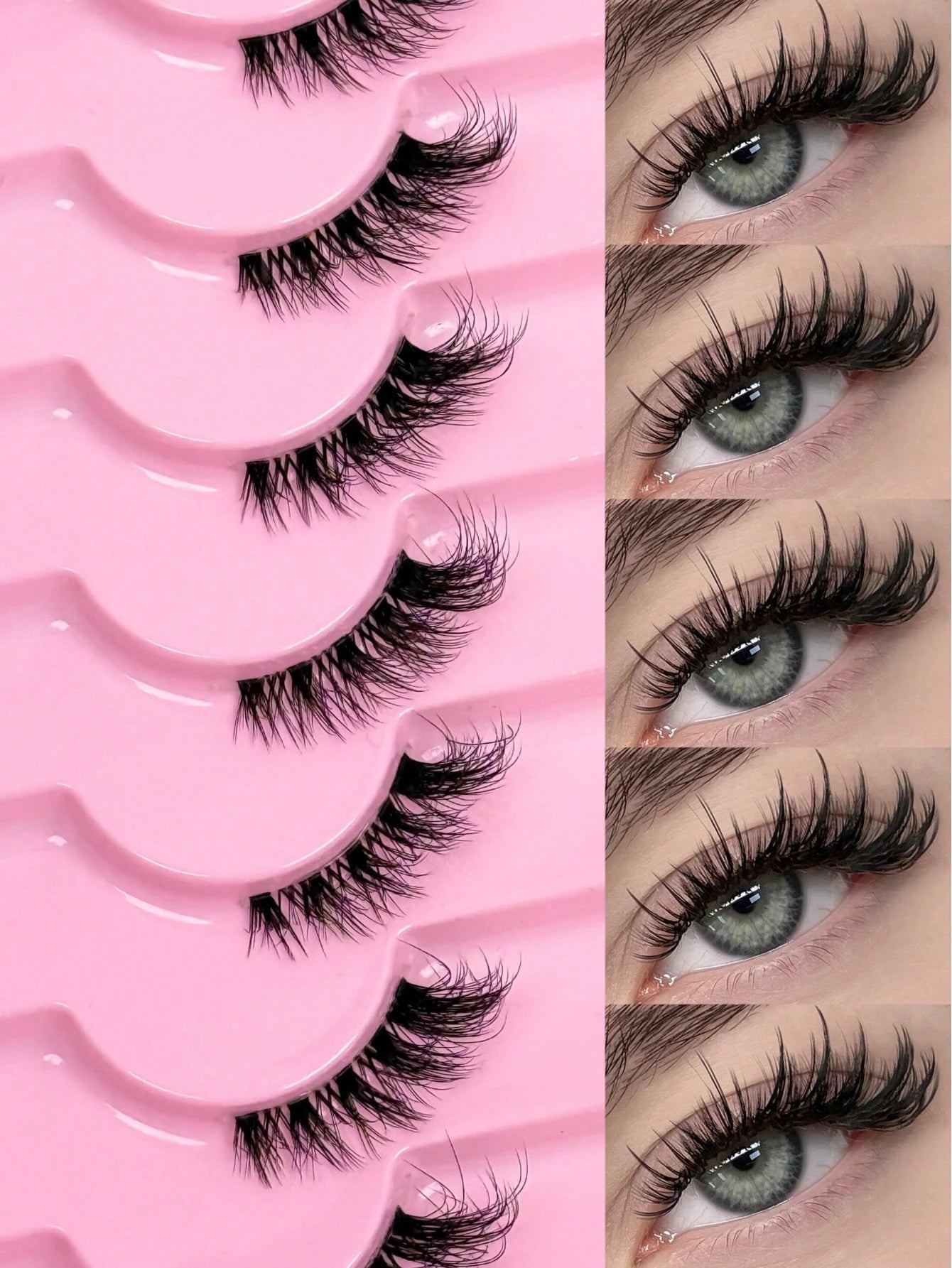 9 Pairs Of Half-Strip False Eyelashes, Transparent Lash Stems, Natural Cat Eye Makeup Effect, Extended Tail Design, Fluffy & Lightweight, Faux Mink Material, Create Natural Makeup Look, Suitable For D