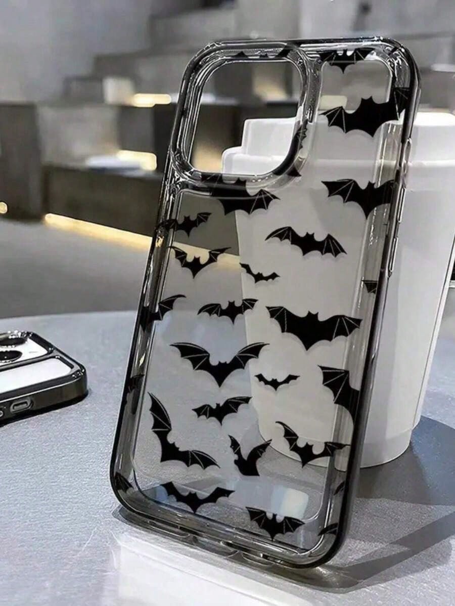 Apple Halloween 1pc Black Bat Pattern Anti-Drop Shockproof Phone Case Compatible With Iphone 11/12/13/14/15Pro/15Plus/15Pro Max Waterproof Scratch Resistant