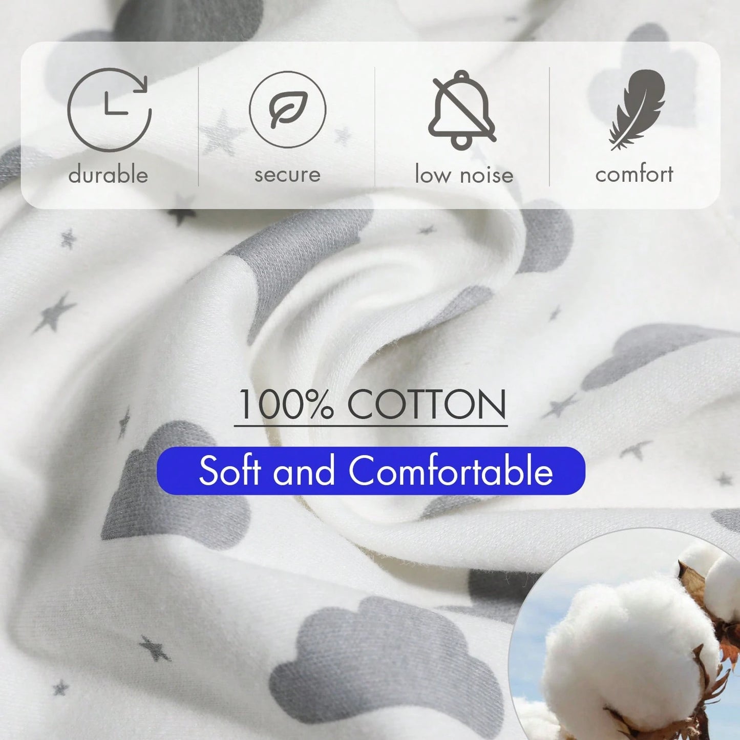 Baby Organic Cotton Swaddle Blankets 4-Pack, For Newborn Boys Girls, Infants, Kids, Grey