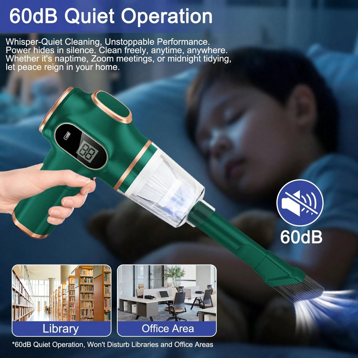 belibuy Powerful Dual-Turbine Motor Cordless Handheld Vacuum Cleaner, Cordless, Portable, Lightweight, Easy To Use, Suitable For Home, Car, Pet Hair, Dust, Debris Cleaning, Halloween, Thanksgiving Gif