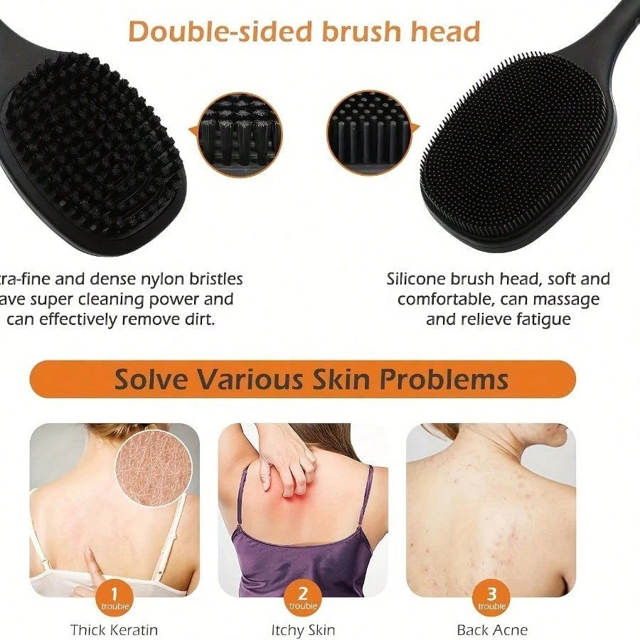 Body Scrub Long Shower Body Brush Exfoliating Tool For Skin Easy To Clean With Lather For Wet Or Dry Use Bath Brush For Men Women