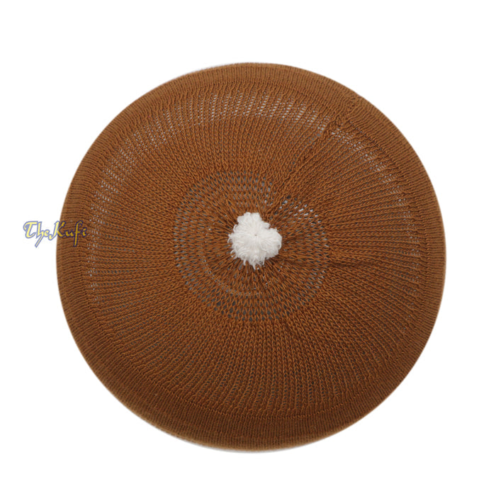 Brown with White Lines Baby Or Infant Kufi pom-pom Beanie