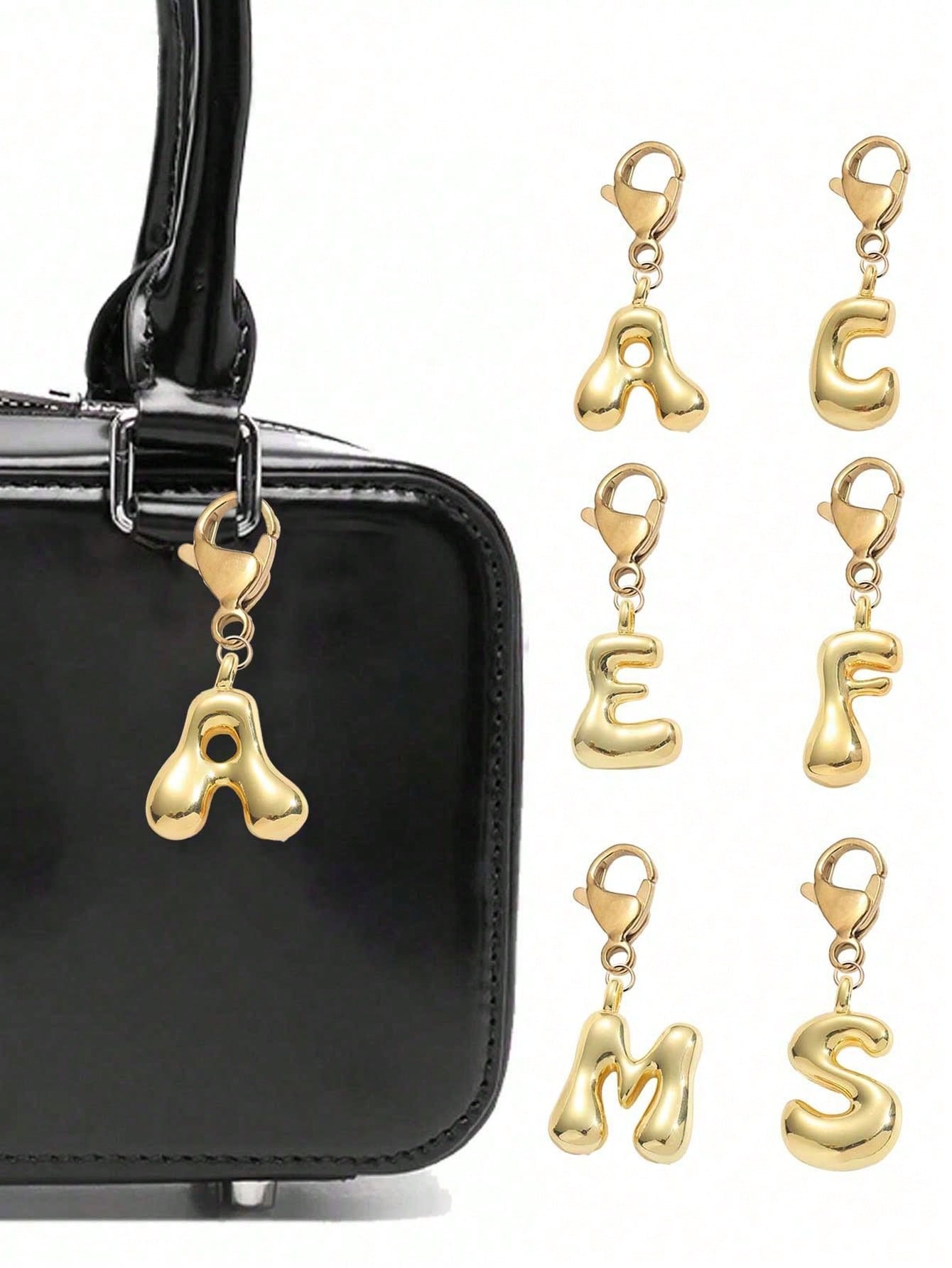 Bubble Letter Cute Necklace Pendant, Bag Pendant- Lucky Crystal Pendant, Letter A-Z, Shiny Alloy Bag Backpack Pendant- Perfect Gift For Birthday And Special Occasions, Keychain Ring Bag Backpack Pen