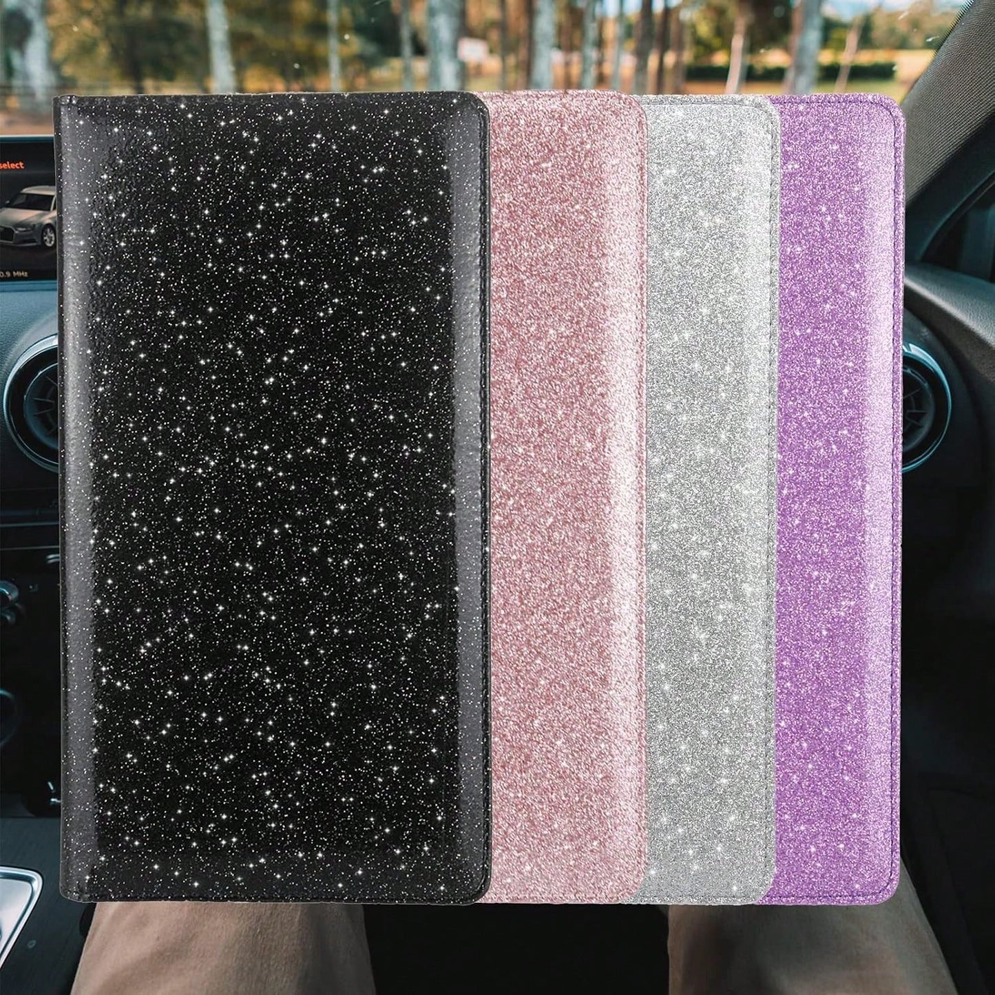 Car Registration And Insurance Holder, Bling Premium Pu Leather Vehicle Glove Box Organizer, Prefect Leather License Registration Holder For Driver