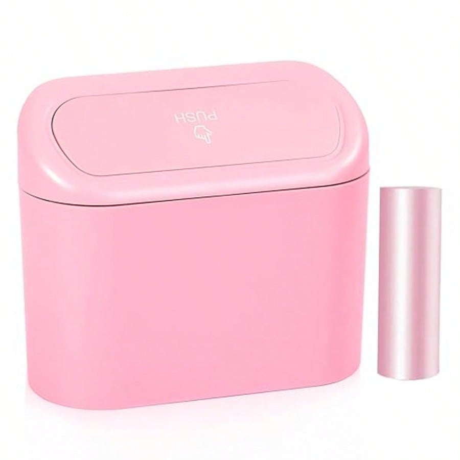 Car Trash Can With Lid And Side-Hanging Door Storage Box Set, Comes With Trash Bags, Compact And Practical Car Trash Can And Trash Bags