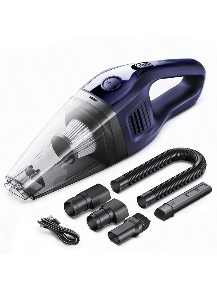 CascadeVac 2000mAh Portable Handheld Vacuum Cleaner, Strong Suction USB Rechargeable Mini Vacuum Cleaner With Multiple Accessories, Suitable For Car, Home, Office And Crevices
