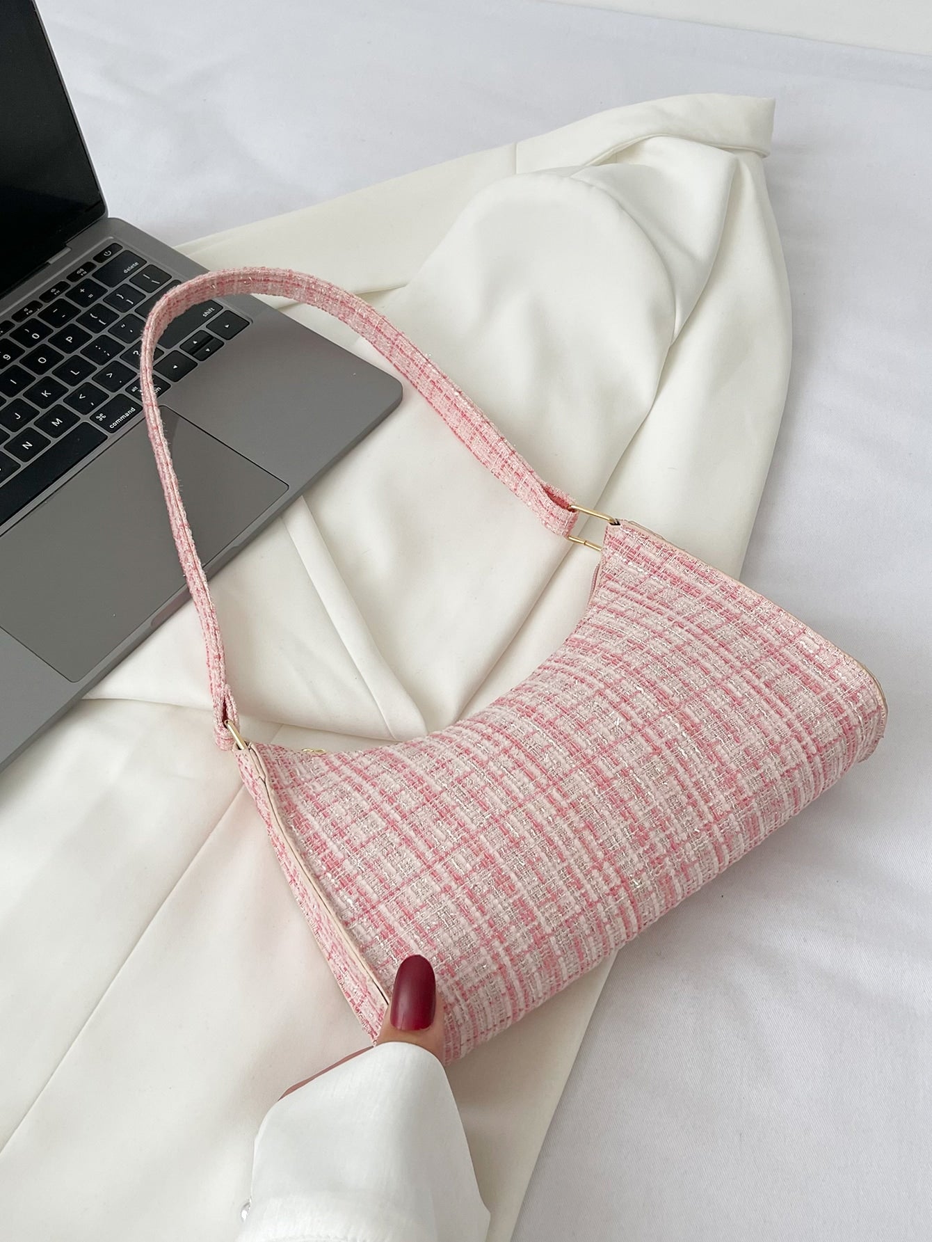Colorblock Plaid Pattern Bag Handbag,Shoulder Bag Minimalist,Casual Lightweight,Portable For Women, Rookies & White-Collar Workers,For Teacher Gifts,For Girl,For Woman Gift Bag,Work,Business,Commute