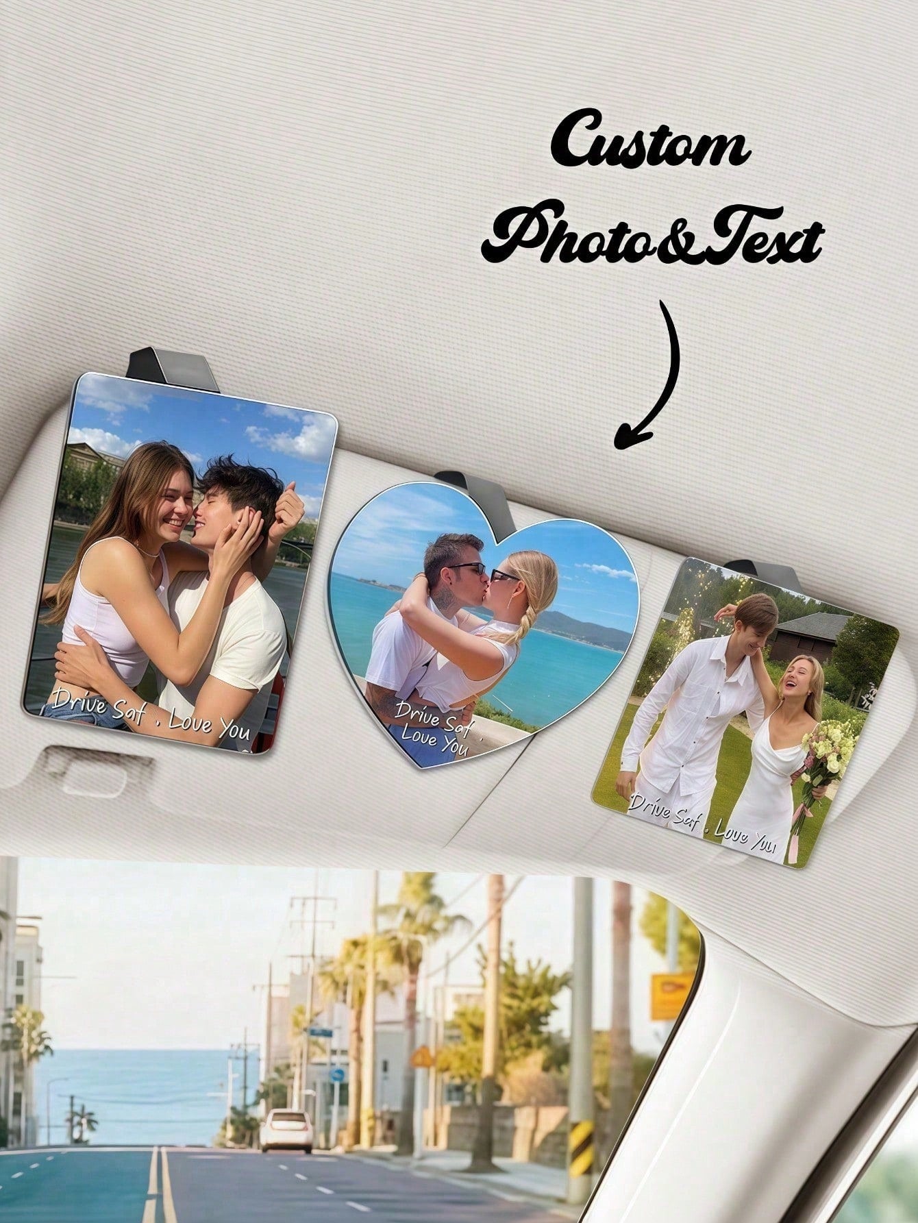 Customized Acrylic Car Sun Visor Clip, Personalized Photo Car Sun Visor Clip, Customized Car Decor, Customized Car Makeup Mirror Decor, Personalized Car Photo, DIY Customized Birthday Gift, Christmas