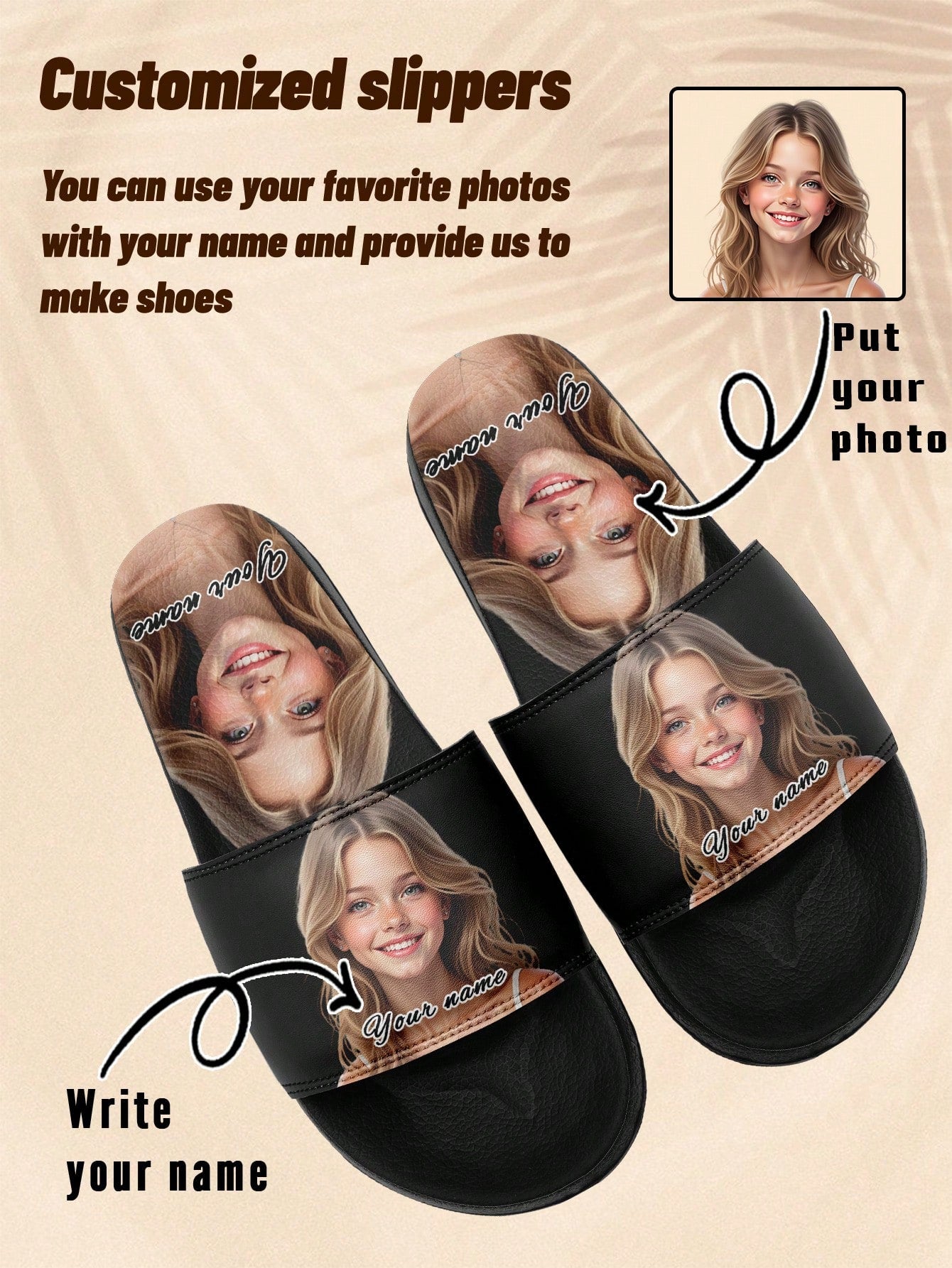 Customized Photo Slippers, Personalized Name Thick-Sole Slippers, Comfortable Memory Foam Slippers For Men Women, Birthday Gift