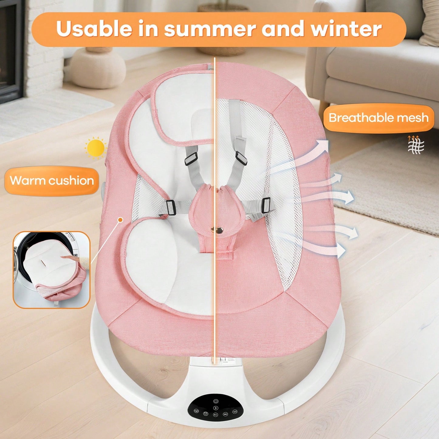 Electric Baby Swing&Bouncer For Newborns,Cradle With Music Speaker,3 Seat Positions,10 Lullabies,5 Speed Settings,Remote Control&Dual Power Supply
