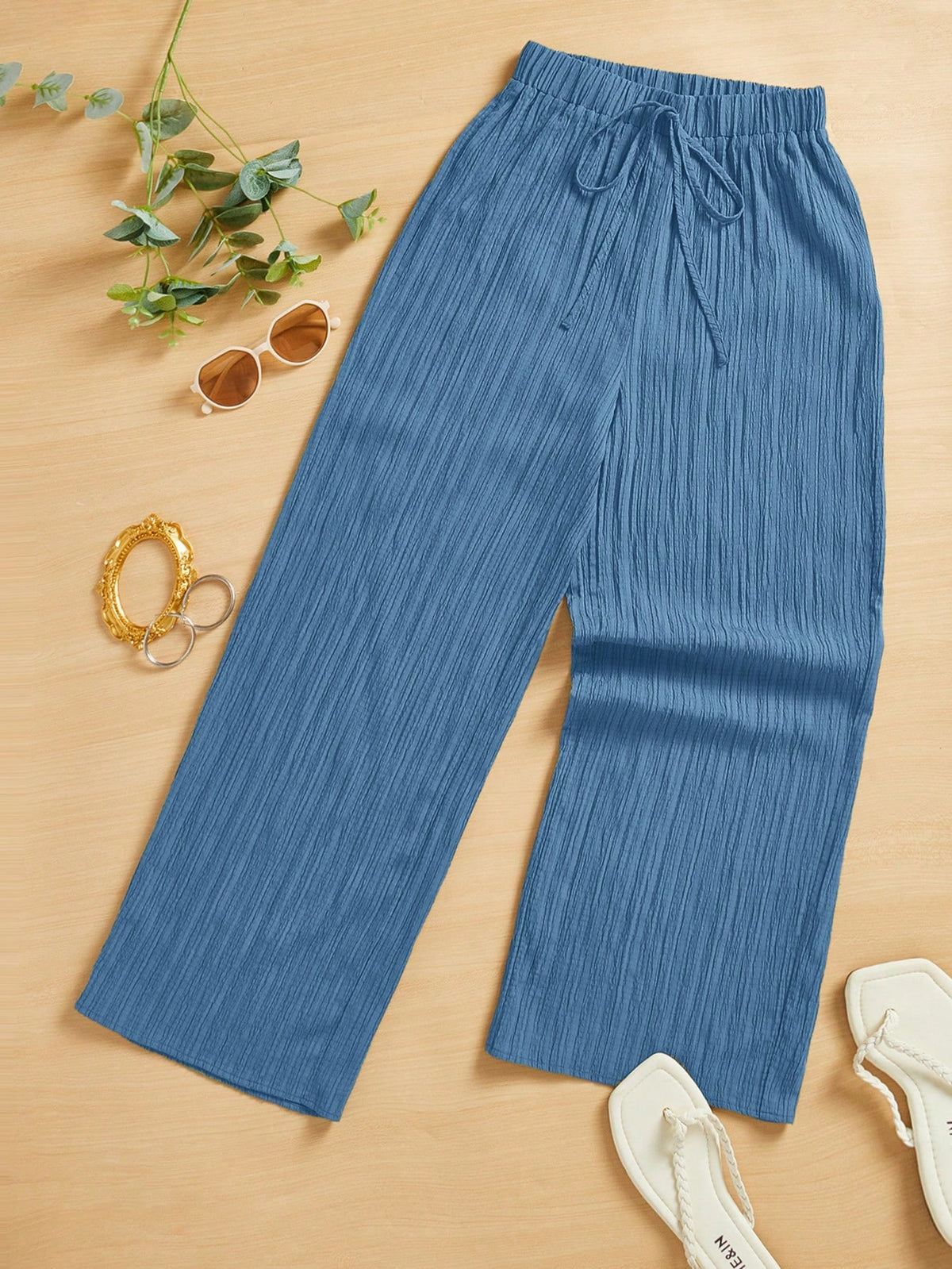 Essnce Women's Casual Simple Textured Long Pants Summer Spring Valentine Day New Years