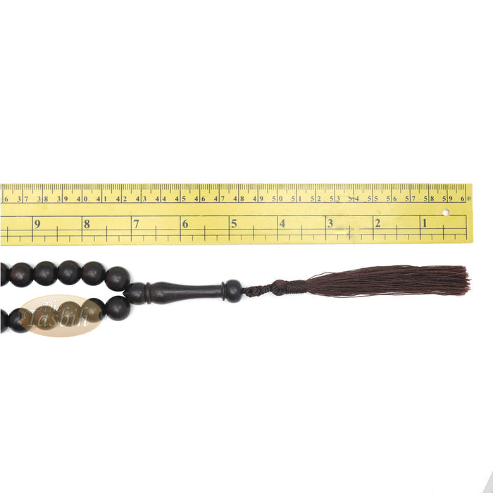 Extra Large 12 mm Tamarind Heartwood Tasbih - Islamic Prayer Beads with Tassels