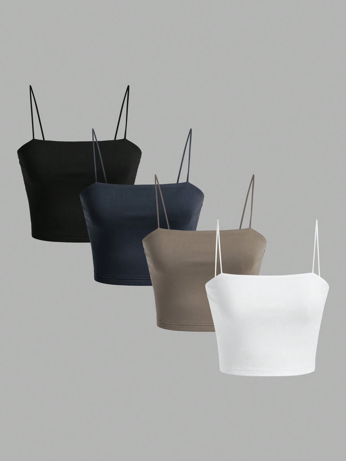 EZwear 4pcs/Pack Short Casual Slim-Fit Camisole Tops For Women, Summer Back To School