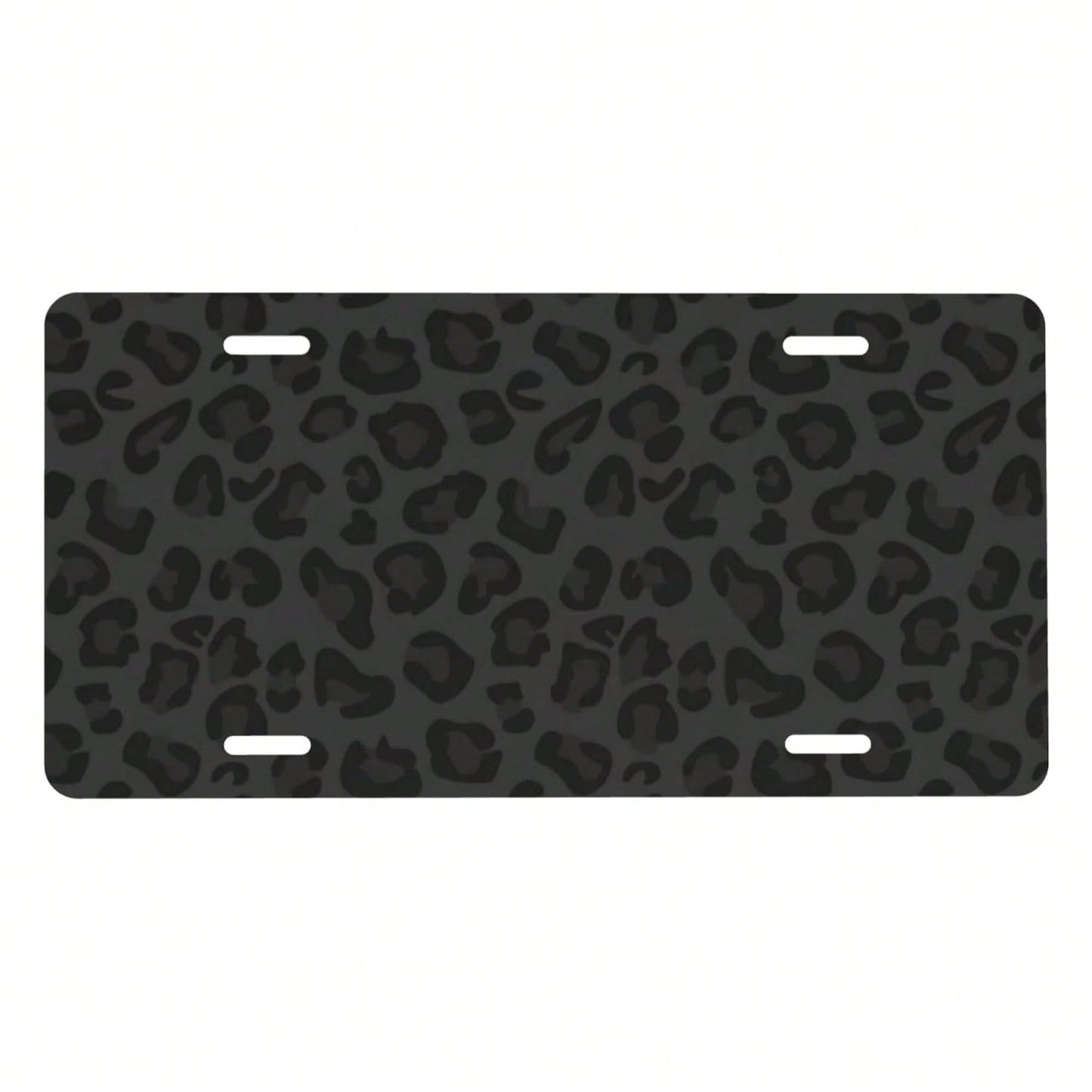 Front License Plate Cover – Aluminum Metal Car Accessory, Rust-Proof Novelty Vanity Tag Decor For Men & Women, 6x12 With 4 Holes- 043 Black Leopard