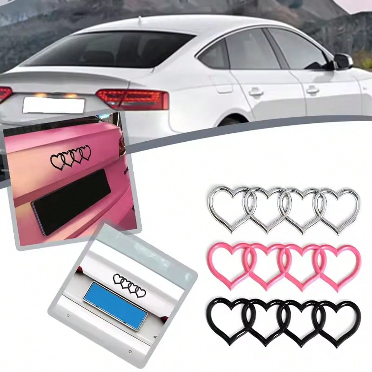 Heart-Shaped 3D Sticker For Car Decoration, Storage Box Decoration In The Car Compartment, Car Heart-Shaped Logo Label On The Rear Of The Trunk, Badge Sticker 1 Piece