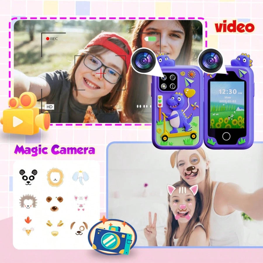 Kids Smart Phone, Touchscreen HD Dual Camera Cell Phone For Kids,2.8" Touchscreen, 20 Games, MP3, Christmas Birthday Gift For Ages 3+, Toddler Toys