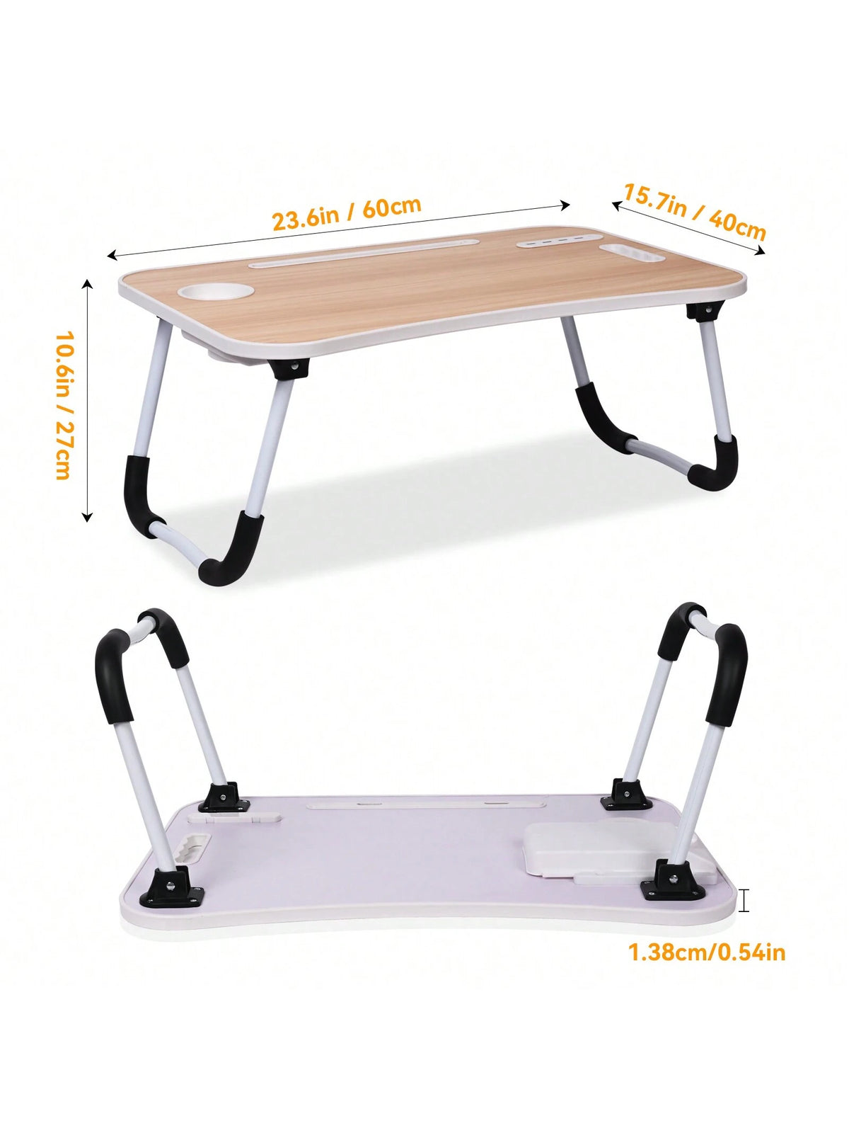 Laptop Bed Desk, Portable Foldable Laptop Table With USB Charging Port, Cup Holder & Storage Drawer, Lap Desk Tray For Bed, Sofa & Floor, Writing, Reading, Or Eating