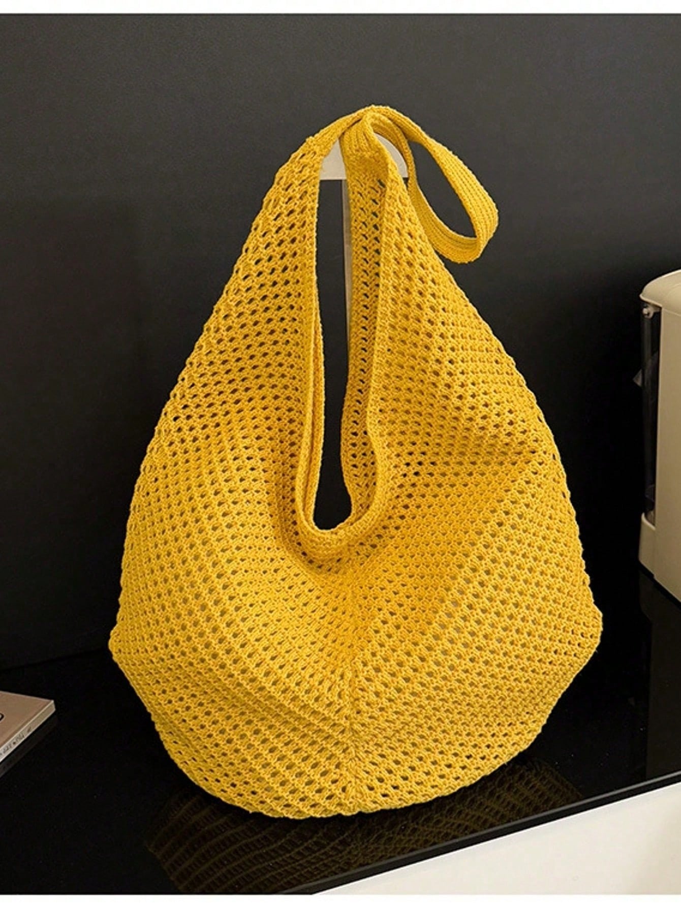 Large Capacity Crochet Shoulder Tote Bag, Lightweight Multifunctional Knitted Handbag, Suitable For Travel, Beach, Vacation And Daily Use