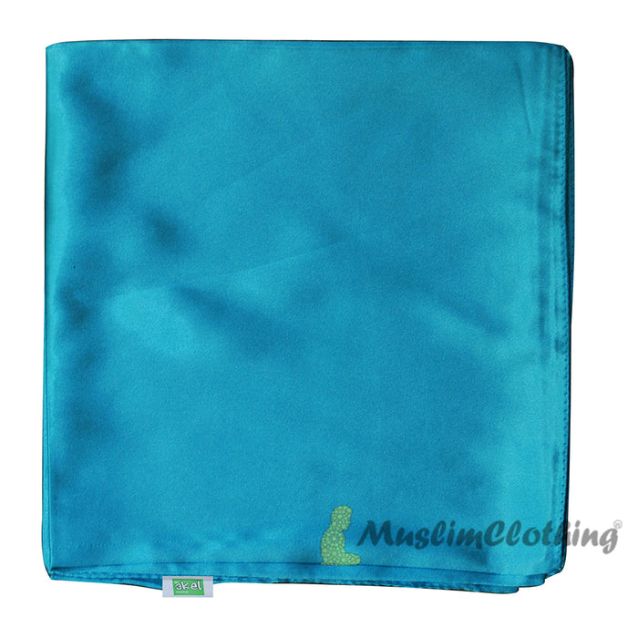 Light Blue Borderless Satin Scarf Hijab Shawl Islamic Headwear