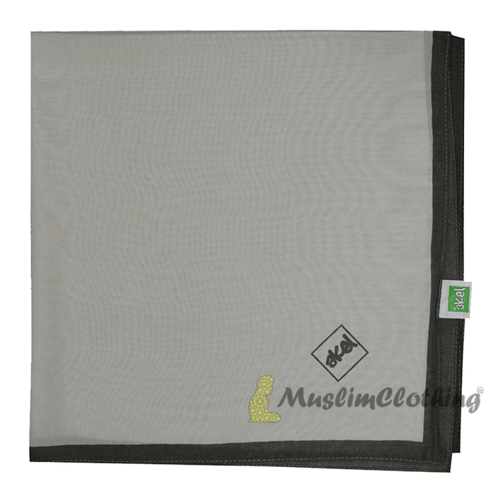 Light Gray with Dark Gray Border Chiffon Scarf Hijab Shawl Islamic Headwear
