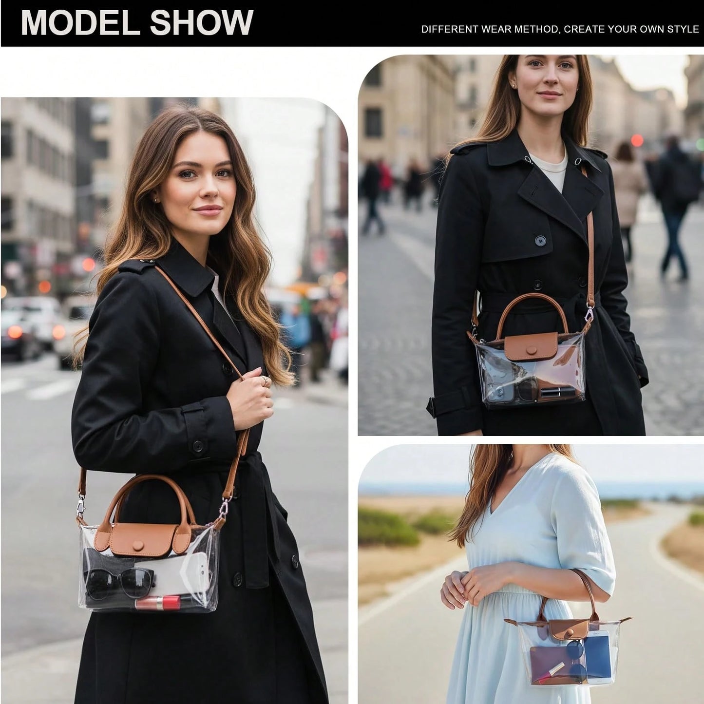 Long Strap Clear Bag Stadium Approved, Adjustable Crossbody Shoulder Purse For Women Concerts Sports Events,Christmas Gift For Men Women