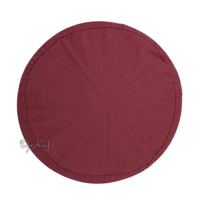 Maroon Turkish Plain Flat-top Simple Fabric Kufis