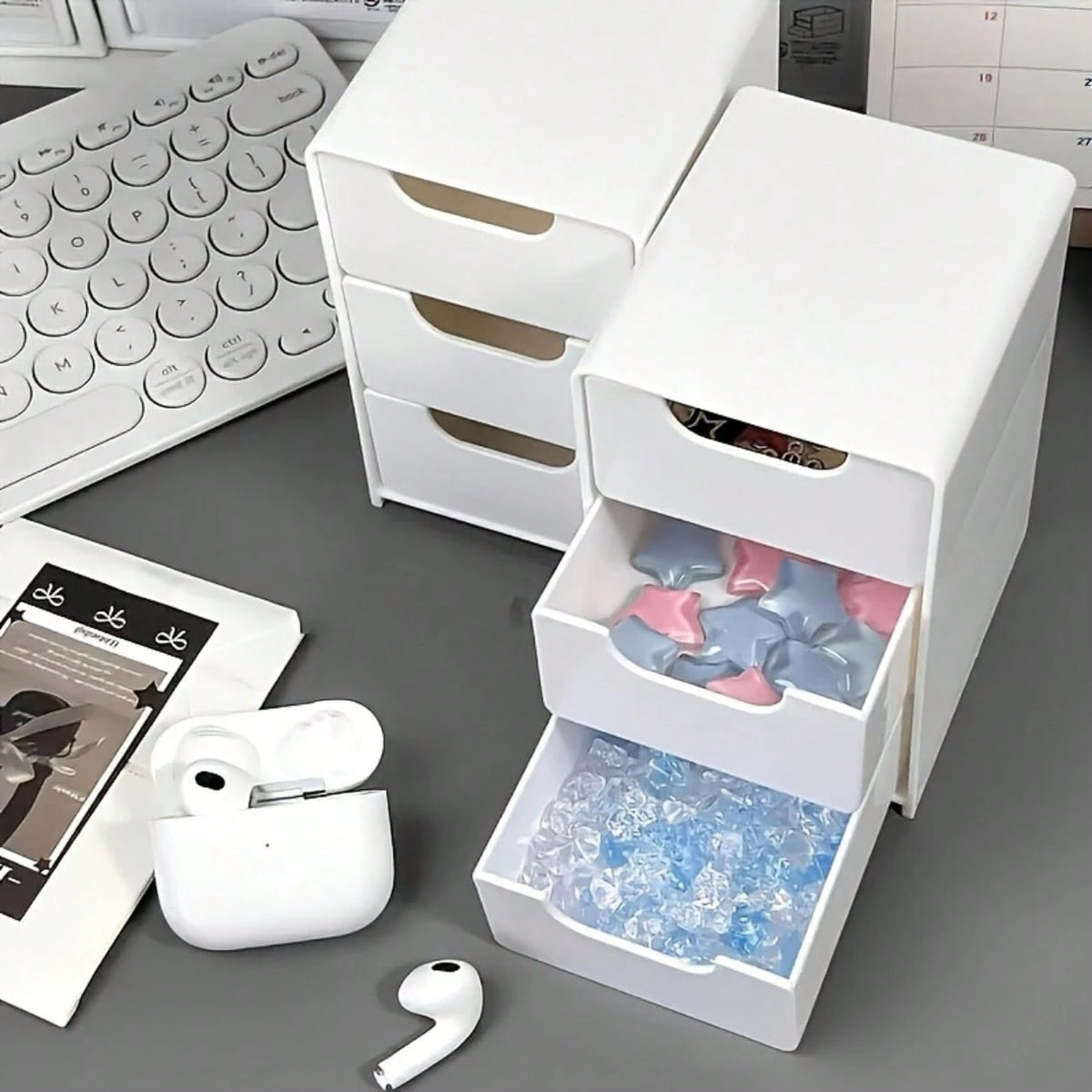 Mini Three-Tier Drawer Organizer- Thickened Plastic Compact Three-Drawer, Portable Desktop And Cabinet Organizer, Suitable For Home Office, Jewelry Storage, Small Spaces- Space-Saving, Can Be Used V