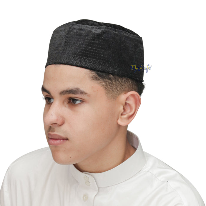 Muslim Prayer Bani Hasyim Black Velveteen Kufi Hat