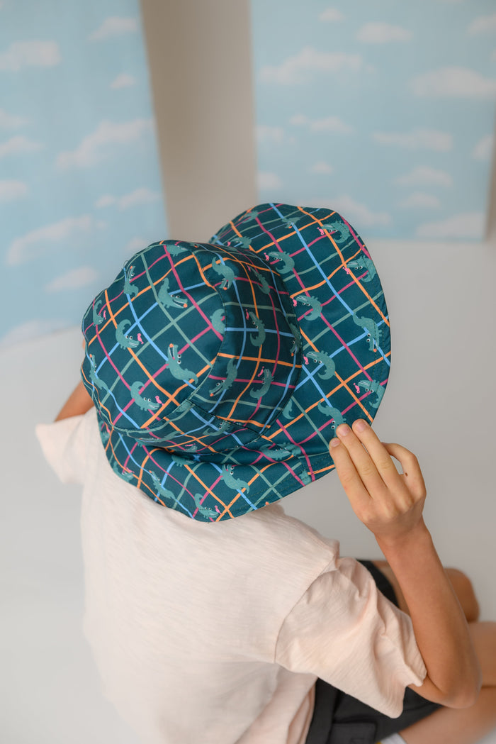 NEW! FJKxZOO - Reversible Baby & Kids Patterned Sun Hat - Space Monkey | Alligator