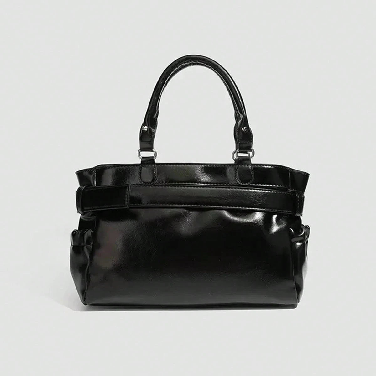 New Hot Girl Style Oil Wax Leather Rivet Design Motorcycle Bag, Large Capacity Shoulder Crossbody Commuter Tote Handbag