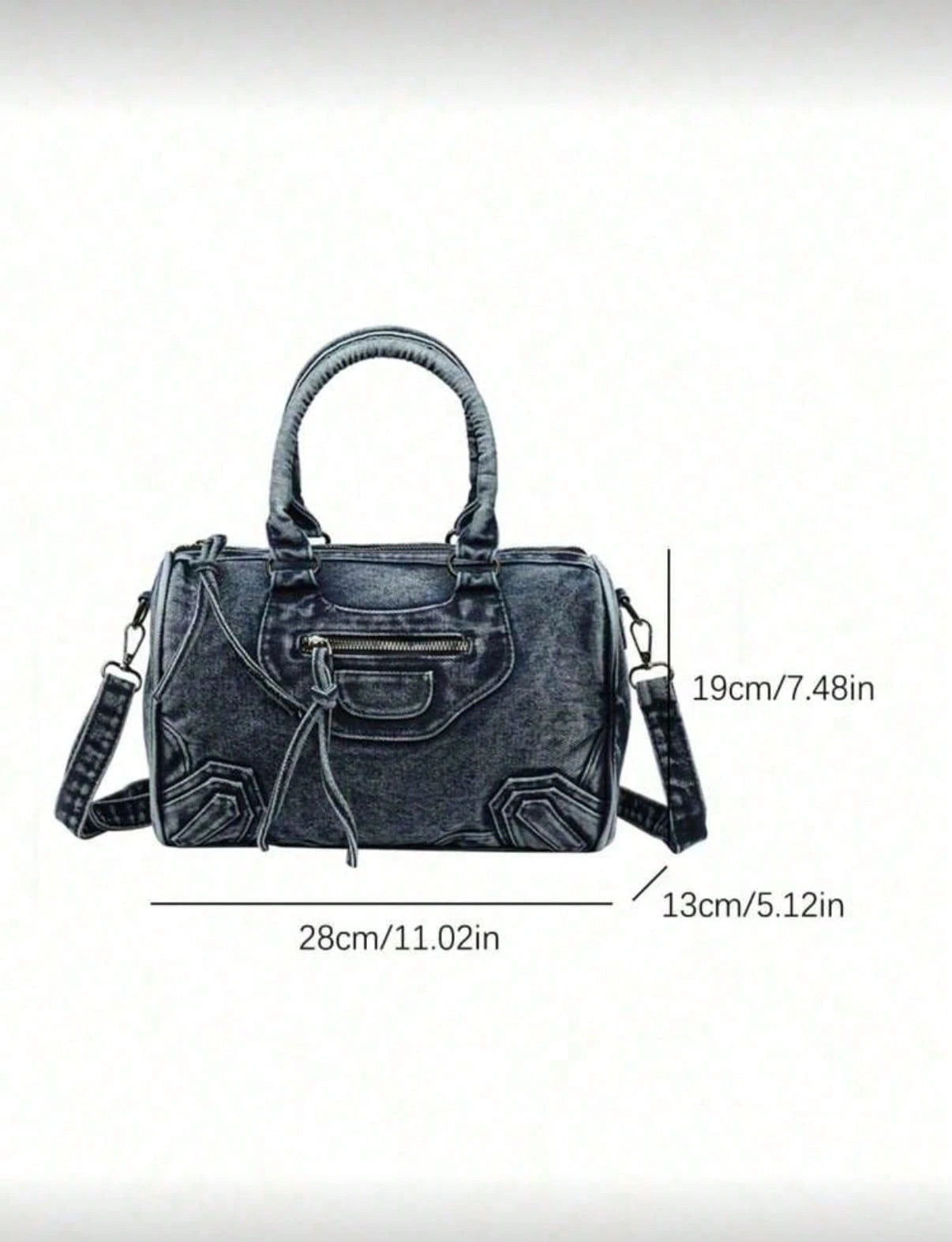 New Vintage Washed Denim Crossbody Bag, Casual Y2K Style Shoulder Bag, Dual Handle Tote Bag, Compact Design With Large Capacity