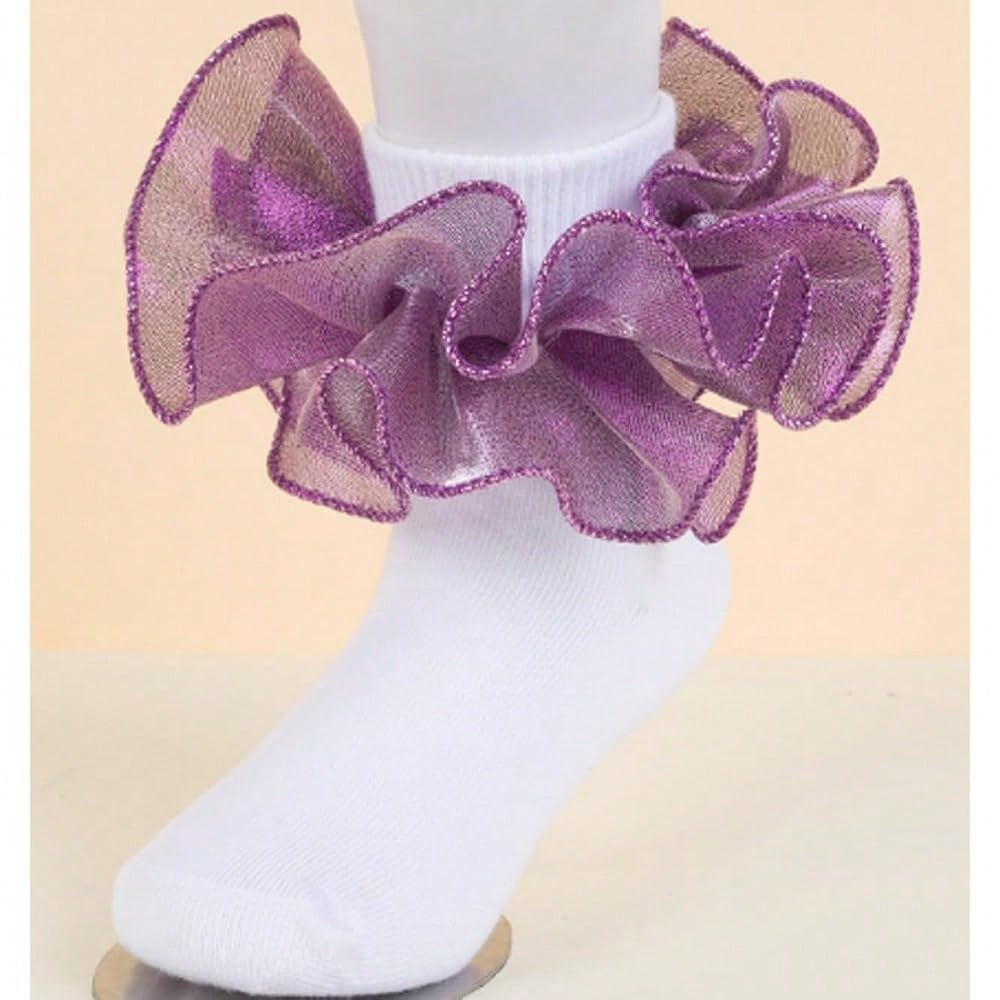 NEW- Women Big Ruffle Ankle Socks,Double Lace Turn Cuff Lightweight Cotton Frilly Dress Cute Girl Sock With Ruffles,#W101