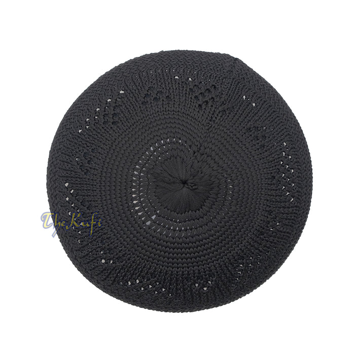 Plain Black Interwoven Triangle Design Nylon Kufi Hat