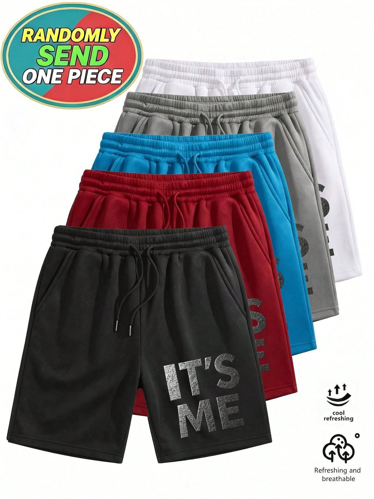 Randomly Sends 1 Pcs| 200gsm Men Polyester Shorts With IT'S ME Graphic Print- Shorts For Men, Joggers For Men, Y2K Aesthetic, Unisex